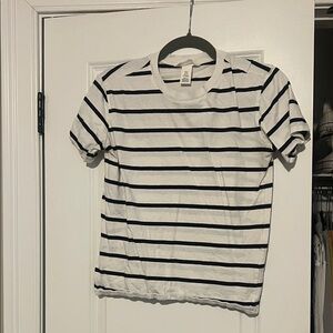 H&M Black and White Striped Short Sleeve Tee
